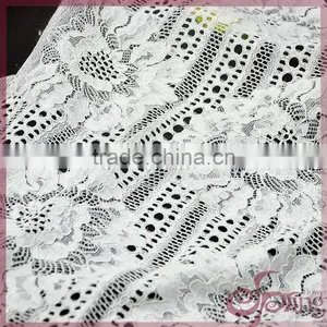 White Flower Design Jacquard Cotton Nylon Warp Knitting Fabric Cotton Lace Fabric for Dress thumbnail-1