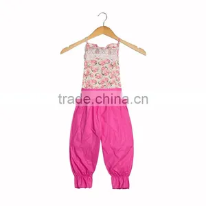 Wholesale Chiledren Flower Pattern Suspender Trousers Baby Clothes Romper Lace Jumpsuit For Girls thumbnail-4