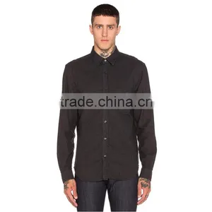 2015 European Style Trendy High Collar Plain Black Mens Italian Shirts thumbnail-1