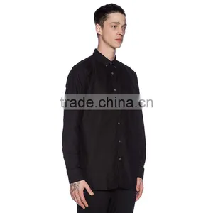 Stylish Regular Fit Long Sleeve Dress Shirt Plain Black Formal Modern Mens Shirts thumbnail-2