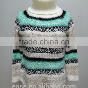 Spring Ladies Long Sleeve Rainbow Color Cardigan Handmade Knitting Sweaters With Hat thumbnail-1