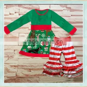 Wholesale Children's Boutique Outfit Christmas New Brand Stripes Clothes Girls Winter Cheap Clothing thumbnail-1