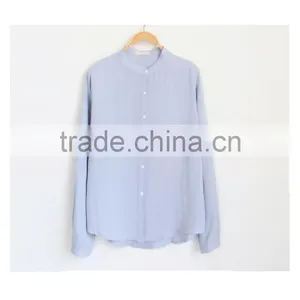 Linen/Cotton Mandarin Collar Long Sleeve Blouse/casual Shirts for Women thumbnail-3