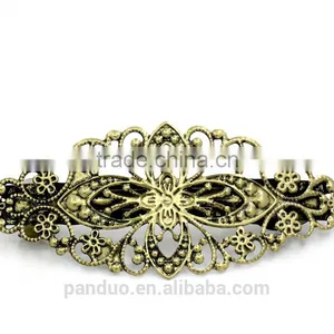 Woman Antique Bronze Flower French Hair Barrette Clips Accessories thumbnail-1