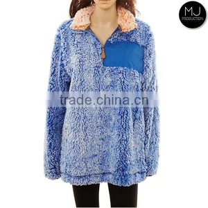 Wholesale Womens Frosted Collar Quarter Zip Sherpa Fleece Pullover thumbnail-3