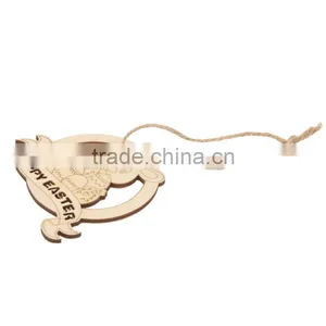 New Arrival Wood Cut Happy Easter Rabbit Wooden Tag Embellishment With String thumbnail-4