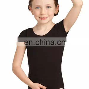 Black Mesh Short Sleeve Design Nylon Material Ballet Girl Leotard Dance Leotard thumbnail-1