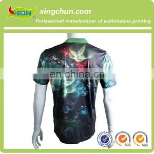 Colorful Flowers Design High Quality Polyester Dye Sublimation Printing Men's Polo Tees for Promotion thumbnail-2