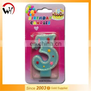 Glitter Number '3' Handmade Number Candle thumbnail-1