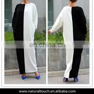 Black And White Muslim Women Contrasting Maxi Dress (16042701) thumbnail-1