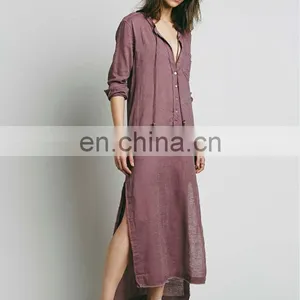 Fashion High Low Cotton Maxi Dress Design for Muslim, Woman Frock Dress thumbnail-6