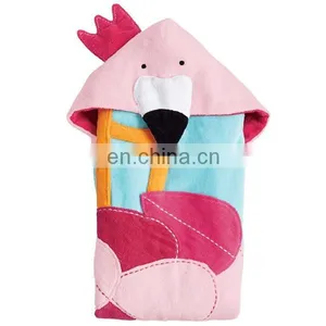 New Baby Gift Towel Custom OEM Pretty Pink Flamingo 100% Bamboo Baby Bath Hooded Towel thumbnail-1
