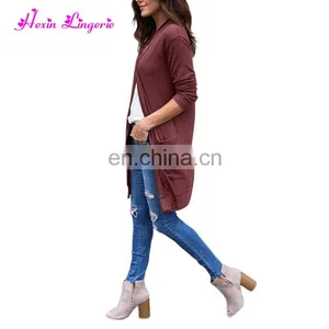 Knitting Sweaters Outerwear Pocket Long Women 2017 Latest Design Cardigan thumbnail-5