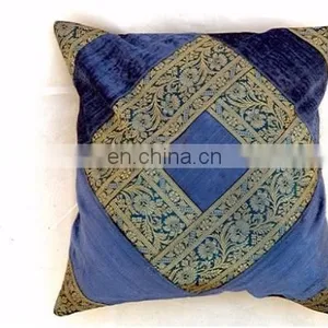 Silk Satin Patchwork Cushion Cover thumbnail-1