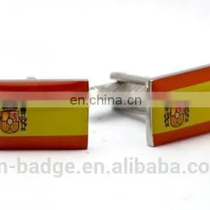 China Factory Custom Make Novelty Classic Spain Cufflinks, Flag Silver Cufflinks, Custom Make Your Own Design thumbnail-1