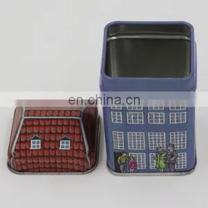 Small Square House Tea Cookie Coffee Tin Can thumbnail-3