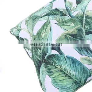 Custom Decorative Fresh Waterproof Heavy Canvas Green Leaf Pattern Outdoor Pillow Cover Outdoor Chair Cushions Covers thumbnail-5