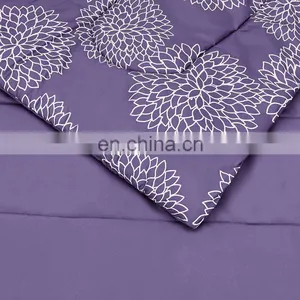 Designers Comforter Sets Luxury Purple Floral 7 Piece Bedding Comforter Set Goose Down Alternative Comforter thumbnail-5