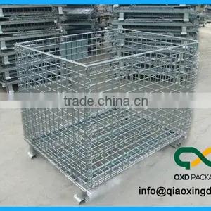 Folding Wire Mesh Container/ Stackable Storage Cage/ Metal Basket thumbnail-1