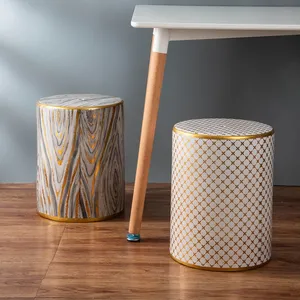 European Simple Style Ceramic Craft Colorful Pattern Classic Drum Stool For Dressing Table thumbnail-4