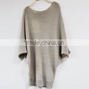 Wide Neck Quartz Fiber Women Knitting Patterns Bat Sleeve Sweater thumbnail-4