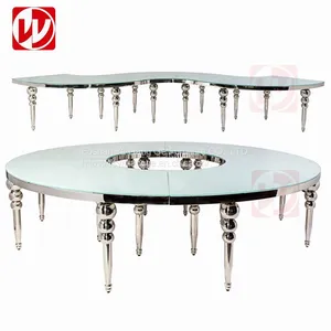 Modern Luxury Stainless Steel Banquet Dining Table Black Glass Party Serpentine Table for Wedding Events thumbnail-3