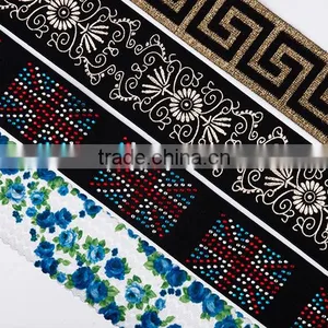Custom Brand Names Golden Wide Black Textile Elastic Band thumbnail-6