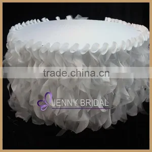 TC055C Organza and Taffeta Ruffles White Table Skirting for Wedding thumbnail-1