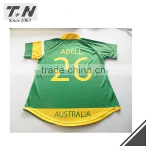 Hot Sale Full Sublimation Printed Rugby Jersey Green and Yellow thumbnail-2