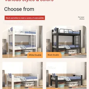 Adult Metal Bunk Bed AM-BB235 Screwless Assembly With Rubber Foot Mats |2000mm Steel Heavy Duty Dormitory Bed for Staff Housing-China Factory Direct thumbnail-4