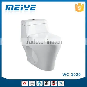 WC-1020 One-Piece S-Trap Toilet With Geberit or R&T Flush Valve & Soft Closer Seat Cover Ramp Down, Water Closet Toilet Bowl thumbnail-1