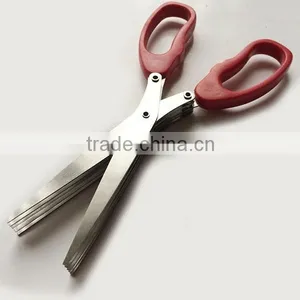 2015 New Stainless Steel 5 Blade Kitchen Herb Scissors Office Paper Cutting Shredding Scissors thumbnail-2