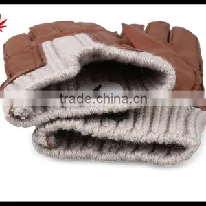 2016 Hot Selling Womens Genuine Leather Gloves With Creamy-white Knitted Wrist thumbnail-4