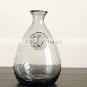 Hand Blown Smoky Grey Color Glass Vase -Home Decor thumbnail-3