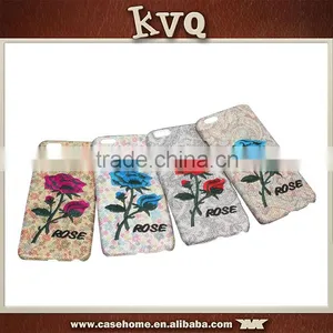 Hottest Leather Back Cover for Iphone 6 6s Rose Embroidery Mobile Phone Case thumbnail-1