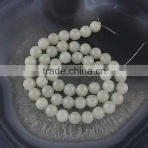 YJ1123-4 Smooth Round Grey Jade Stone Beads Strand thumbnail-1