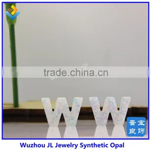 Fire White Op17 Letter W Pendant With Synthetic Opal Pendant/charm for Making Jewelry thumbnail-2