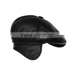 Genuine Leather Black Size Fitted Ivy Caps for Wholesale thumbnail-2