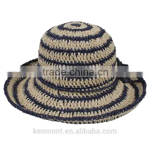 Fashion Ladies Summer Promotional Cheap Beach Hat Paper Straw Hat thumbnail-3