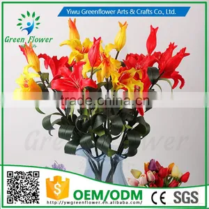 2016 Wholesale Multicolor Latex Artificial PU Flowers Lily Real Touch Bouquet Wedding Bridal Decor Display Flower thumbnail-6