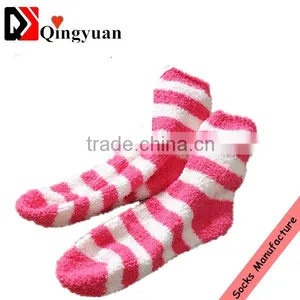New Arrival Fancy Design Candy Color Coral Flocking Half Thickening Warm Winter Stripes Floor Terry Socks thumbnail-2