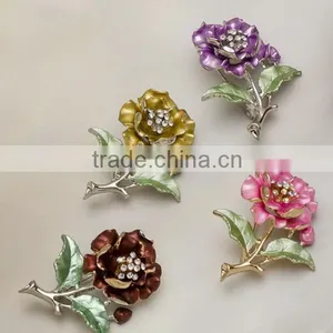 2015 Hottest Peony Flower Decorative Crystal Painting Flower Brooch thumbnail-1