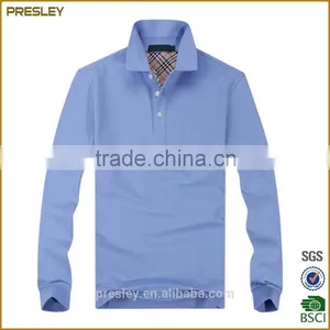Light Blue Long Sleeve Polo T-shirt for Man With Cheap Price thumbnail-1