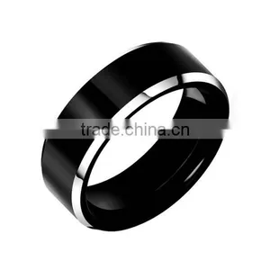 Black Silver Wedding Band Ring For Girl thumbnail-1