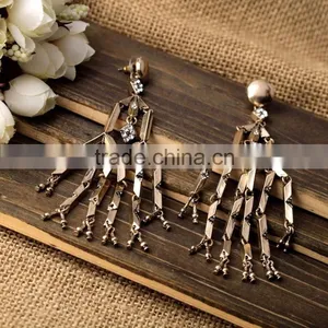 Statement Wholesale Fashion Alloy Tassel Drop Earring Vintage Crystal Pendant Earring thumbnail-6
