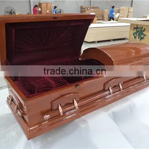 Popular Material Luxury Europe Wooden Coffin Cover thumbnail-4