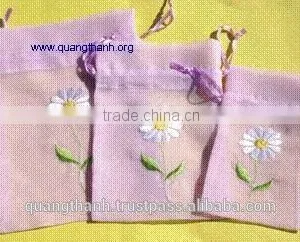 Vietnam Hand Embroidery Lavender Bag thumbnail-1