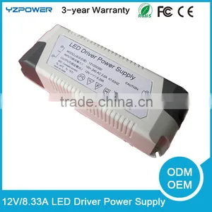Universal 12V 8.33A LED Bulb Driver Light Power Supply Transformer Air Cooling Switching AC Adapter thumbnail-1