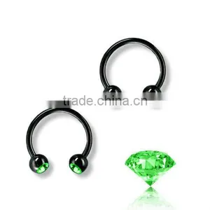 Circular Barbell Crystal Lip Piercing thumbnail-1