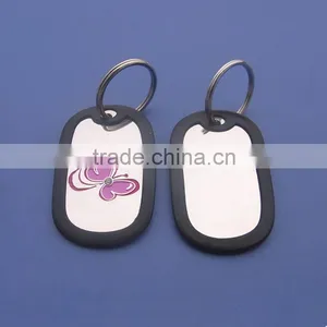 Bling Aluminum Silicone Cover Dog Tag Enamel Butterfly Logo Pet Tag Key Chain thumbnail-1